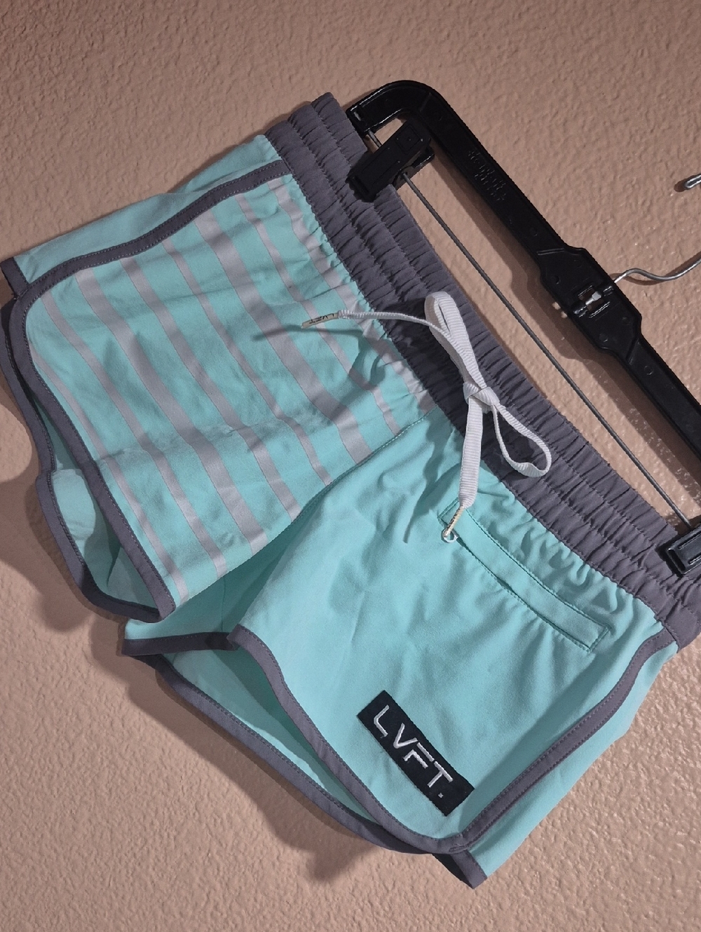 LVFT Mint Green Athletic Shorts with Gray Accents
